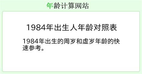 1984出生|1984年出生人年龄对照表